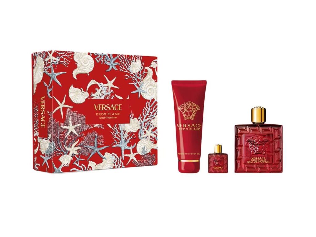 GIANNI VERSACE SET Eros Flame Eau de Parfum Vapo 100ml + Mini EdP 5ml + SG 150ml