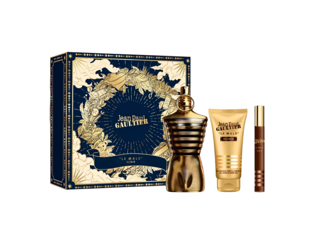 JEAN PAUL GAULTIER SET Le Male Elixir Parfum Vapo 125ml+SG 75ml+Mini 10ml
