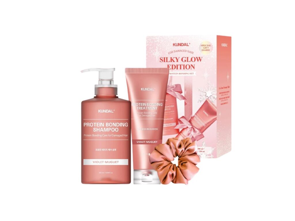 KUNDAL SET Protein Bonding Shampoo 500ml + Treatment 250ml + Tie - Violet Muguet