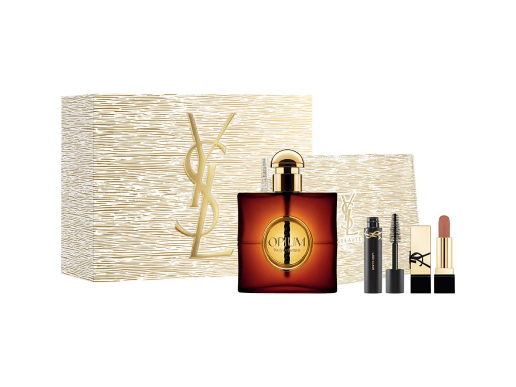 YVES SAINT LAURENT SET Opium Eau de Parfum Vapo 90ml + Mini Lash Clash + Mini RPC Nude Muse + Pochette