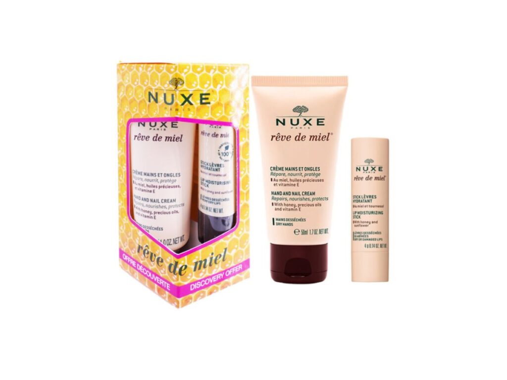 NUXE SET Reve de Miel Creme Mains et Ongles 30ml + Stick Levres 4g