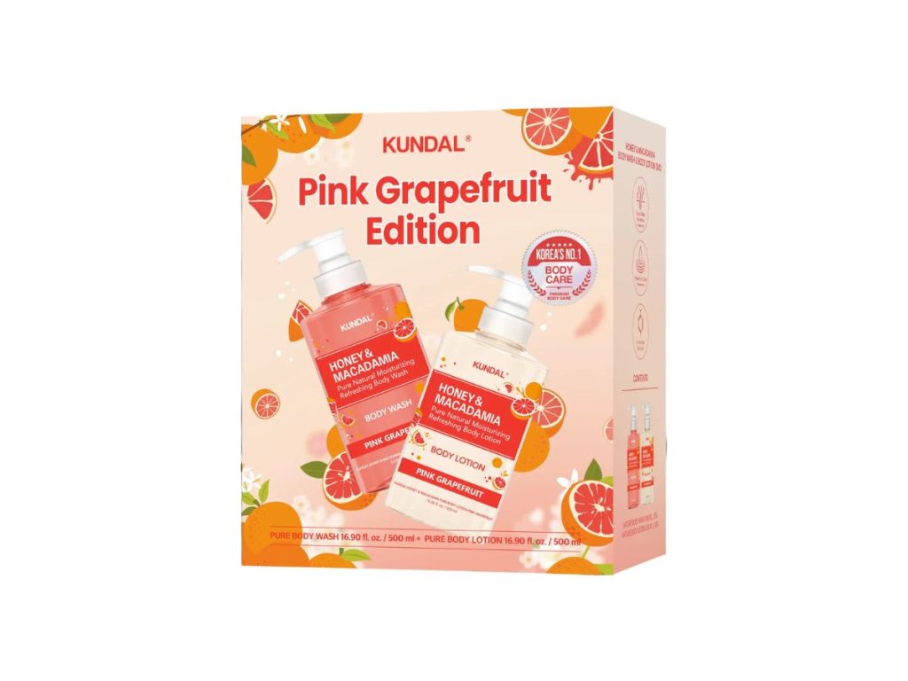 KUNDAL SET Honey&Macadamia Body Wash 500ml + Body Lotion 500ml - Pink Grapefruit