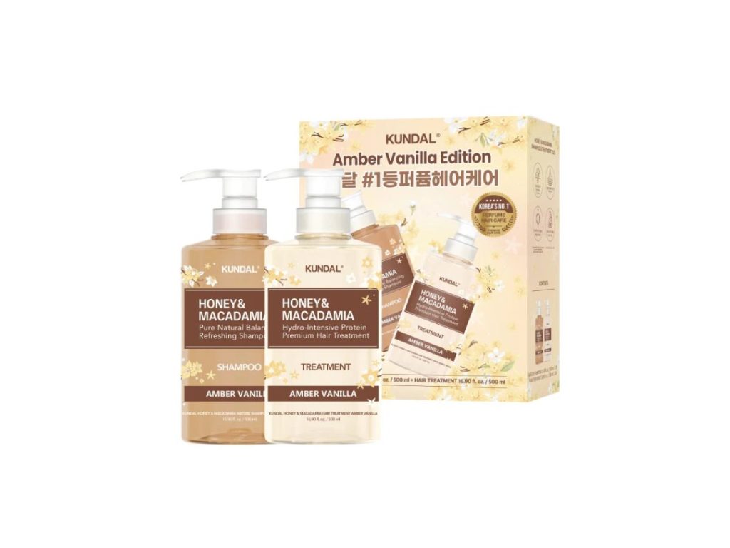 KUNDAL SET Honey&Macadamia Shampoo 500ml + Treatment 500ml - Amber Vanilla (2)